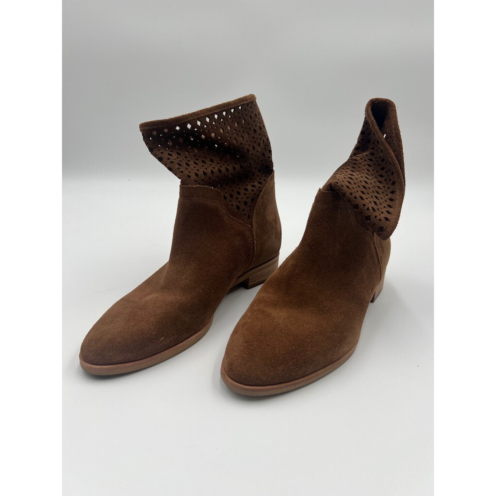 Michael Kors Brown Suede Perforated Ankle Boots Pointed Toe Size 8M